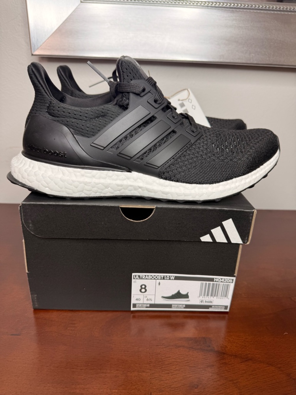 adidas UltraBoost Running Shoes Black White Womens Size 8